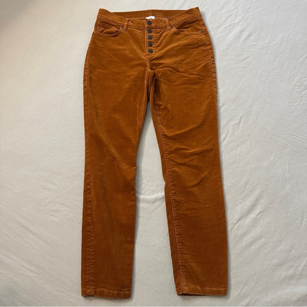 CAbi Women's Amber Brown Corduroy Straight Leg Jeans Buttonfly